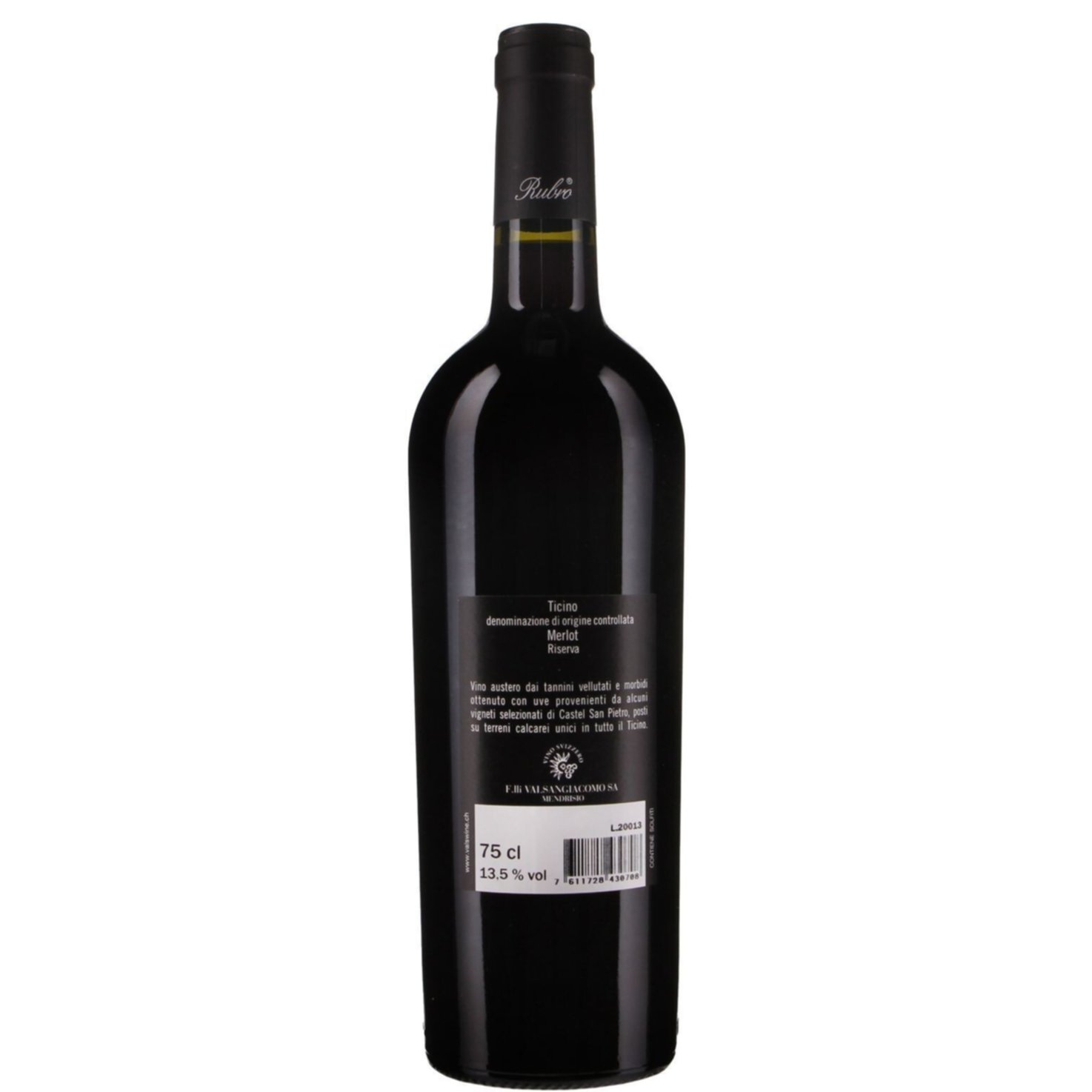 Ticino DOC Merlot Riserva Rubro Valsangiacomo -75cl