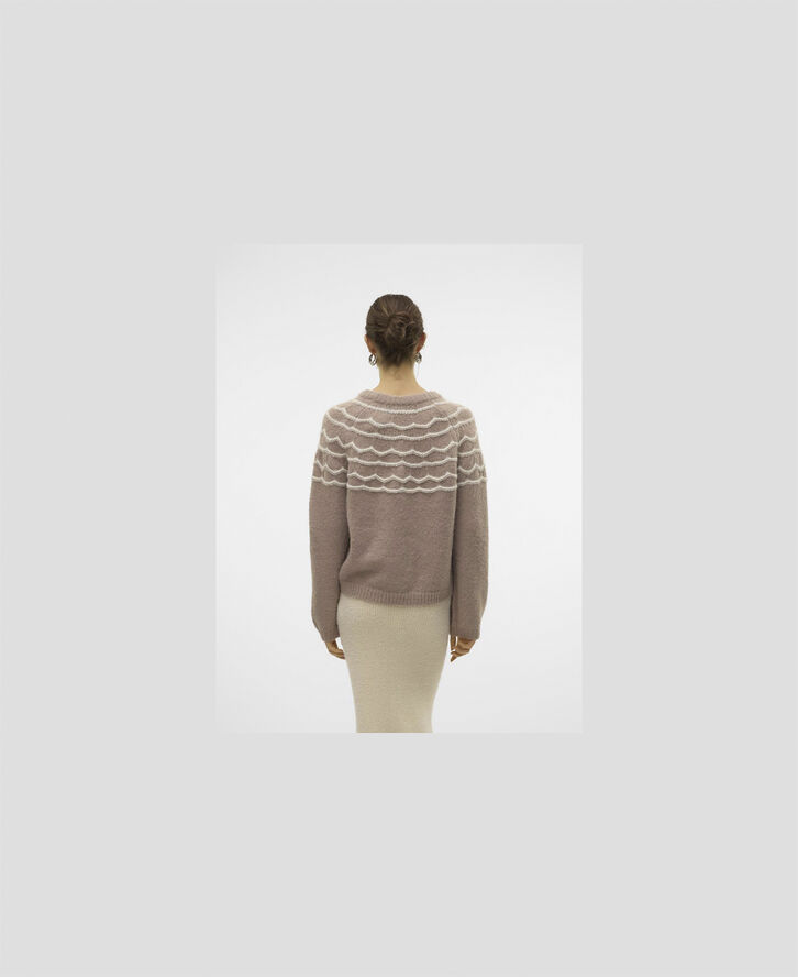 Vero Moda VMCHARMAINE LS O-NECK PULLOVER GA B Silver mink/w. birch