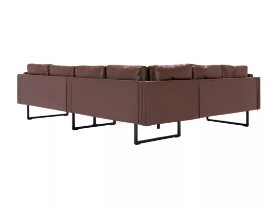 Canapé d'angle similicuir marron