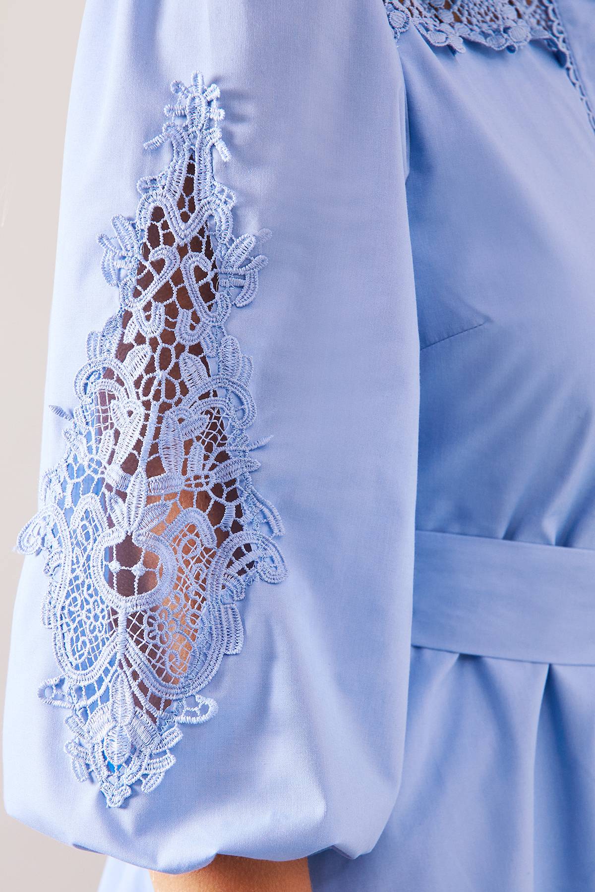 Wallis Robe Chemise Petite Taille en Coton avec Détails Ajourés