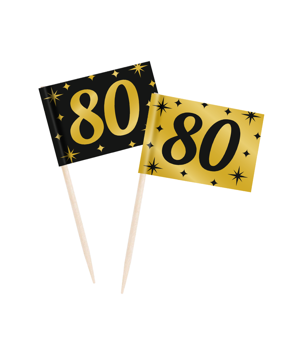 Cocktailprikkers 80 Jaar 6,5cm 50st