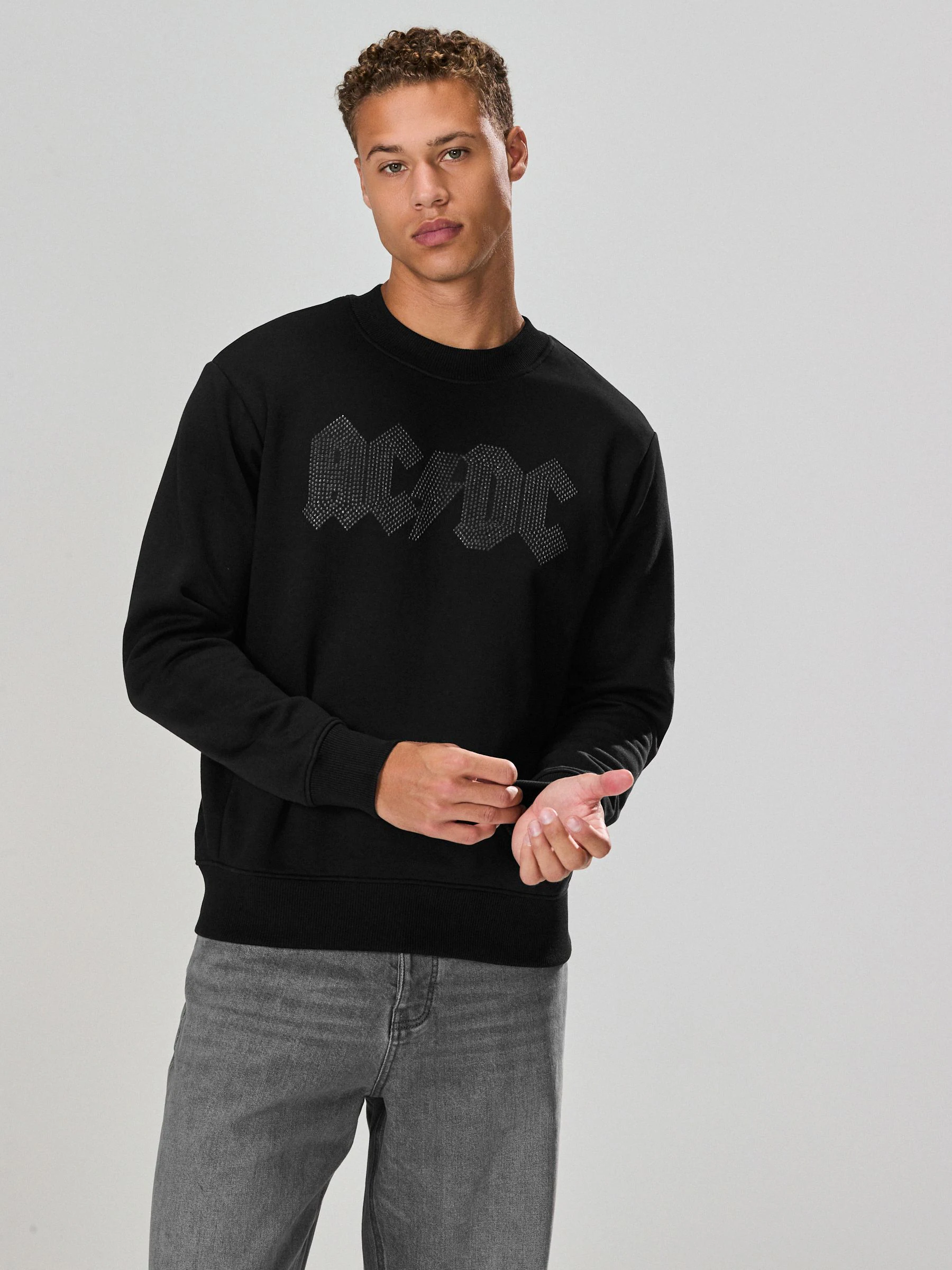 Zwart - ACDC Licence Graphic Crew Sweatshirt