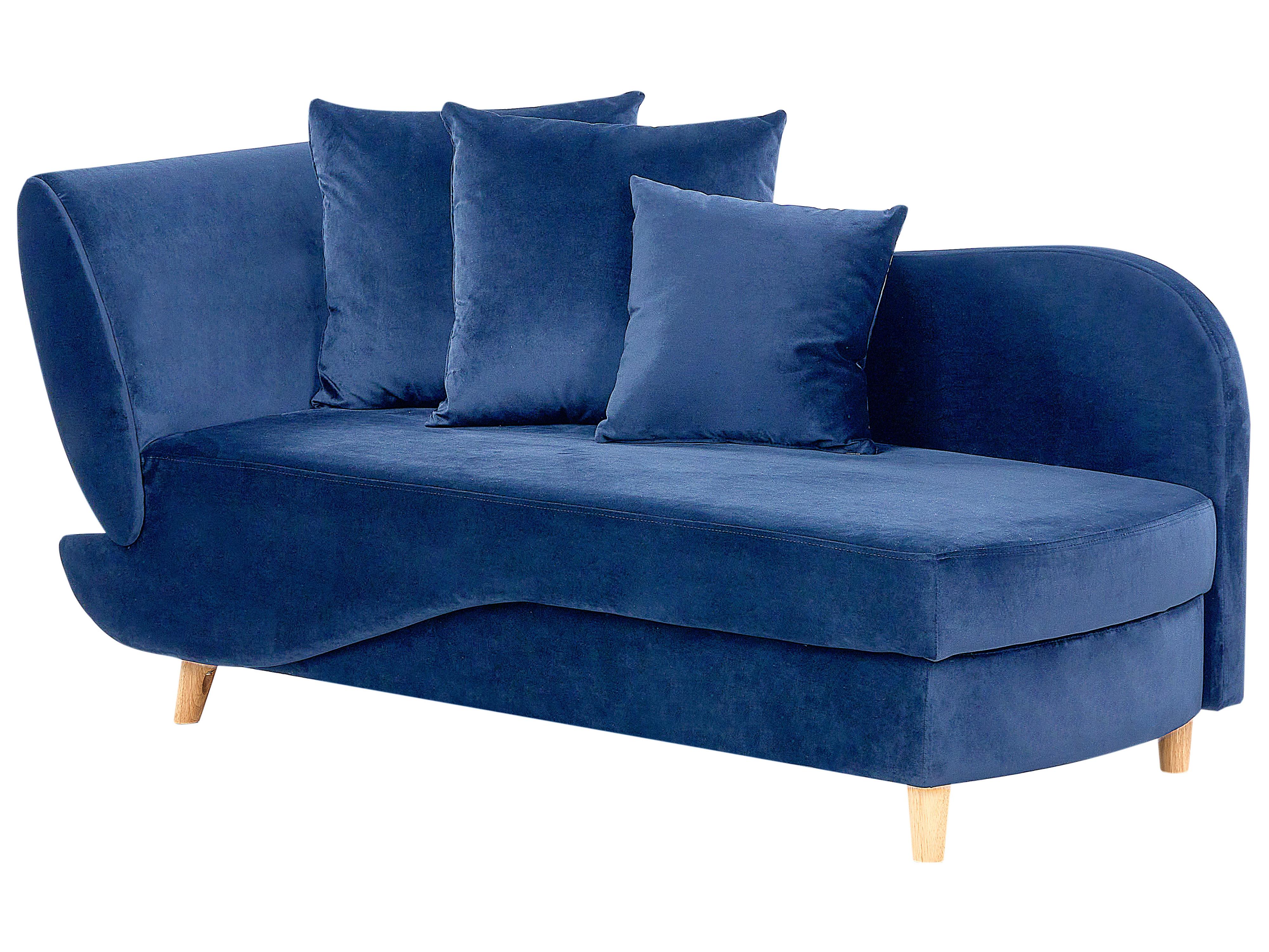 Linkszijdige chaise longue MERI Fluweel Marineblauw met opbergruimte