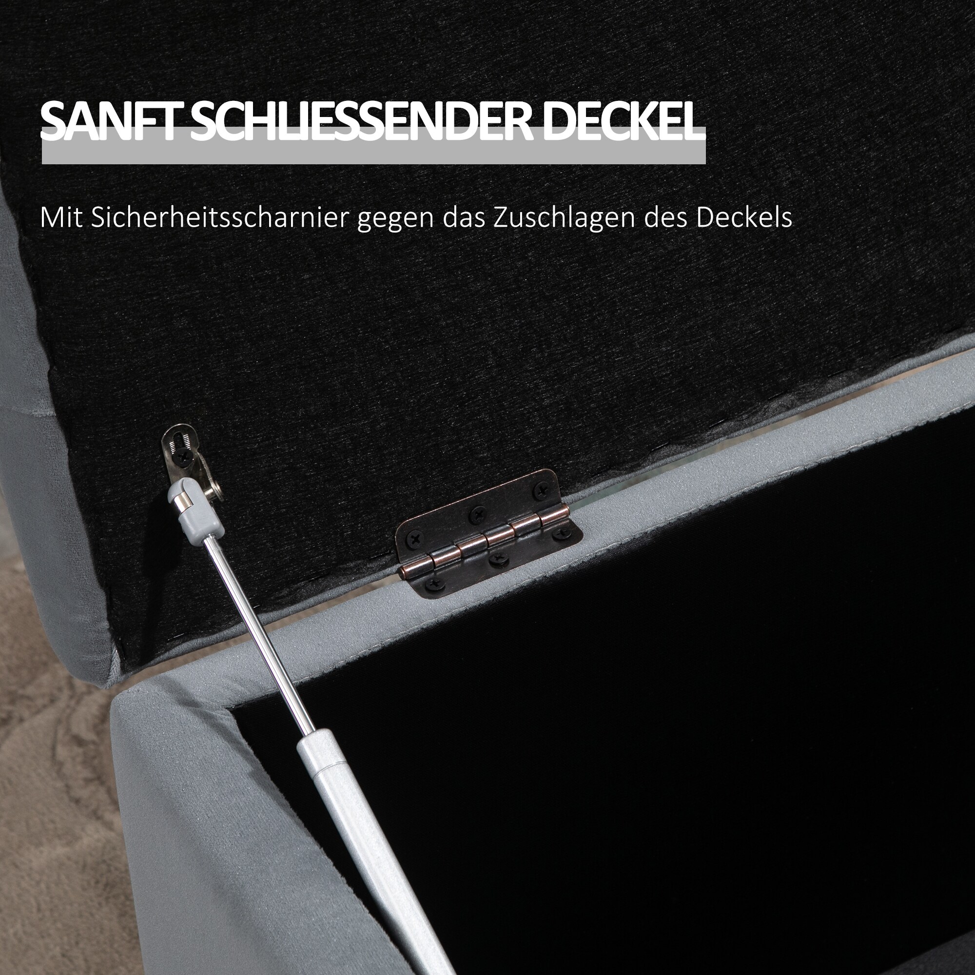 HOMCOM Aufbewahrungsbank Ottomane hellgrau 75 x 40 x 42 cm (LxBxH)