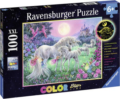 Ravensburger Puslespill Enhjørninger I Måneskinnet 100 Brikker