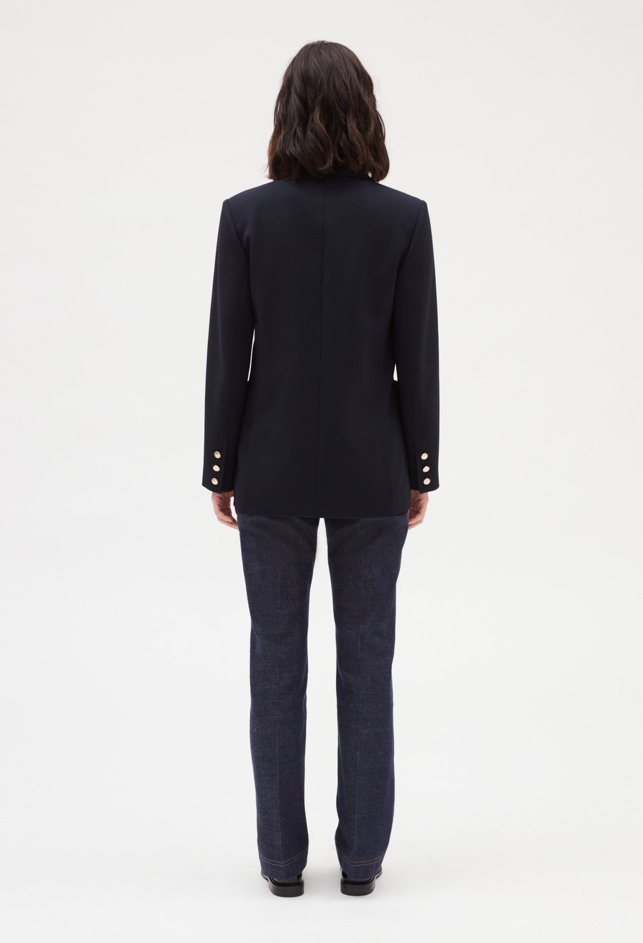 Veste tailleur double boutonnage bleue
