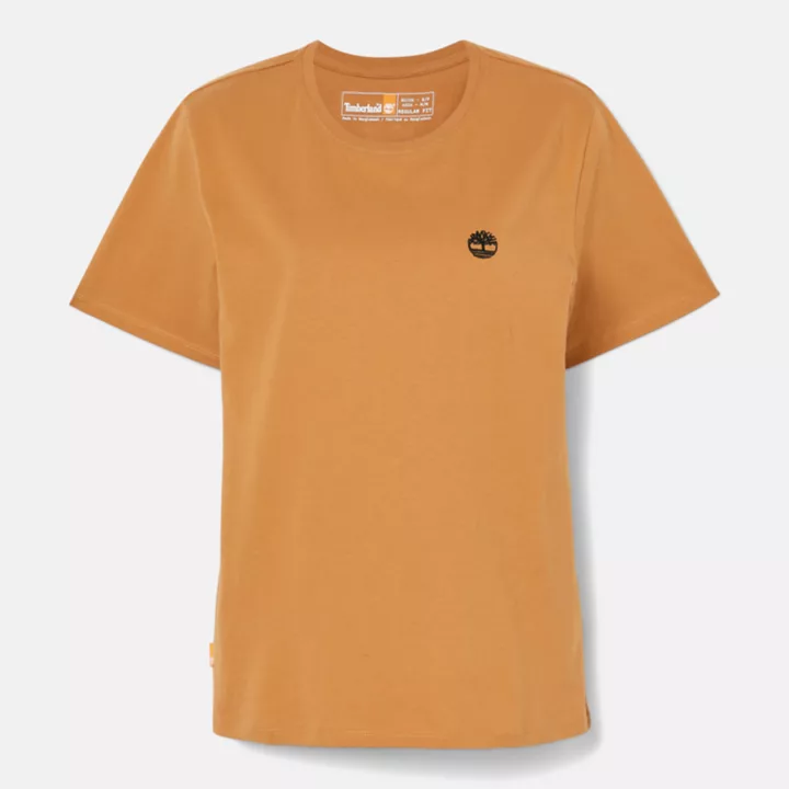 Camiseta feminina do Rio Exeter na cor amarelo escuro.