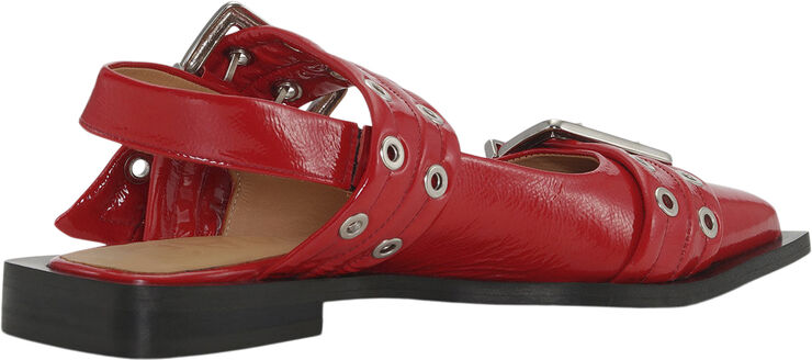 Ganni Feminine Buckle Ballerina Naplack Racing red