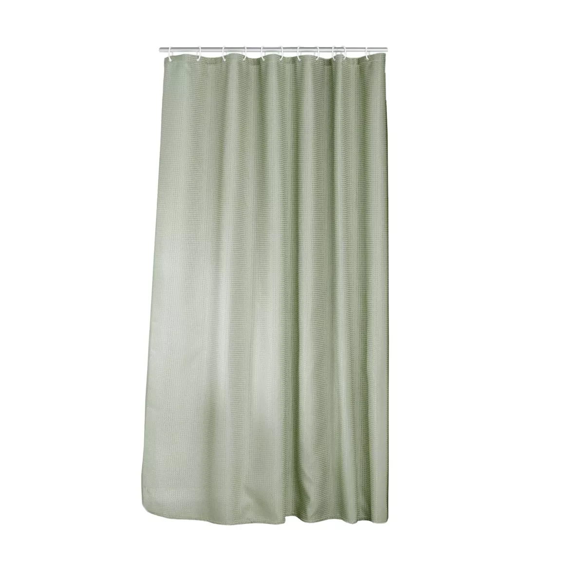 Rideau de douche effet tissé à anneaux (180 x 200 cm) Quartz Vert sauge