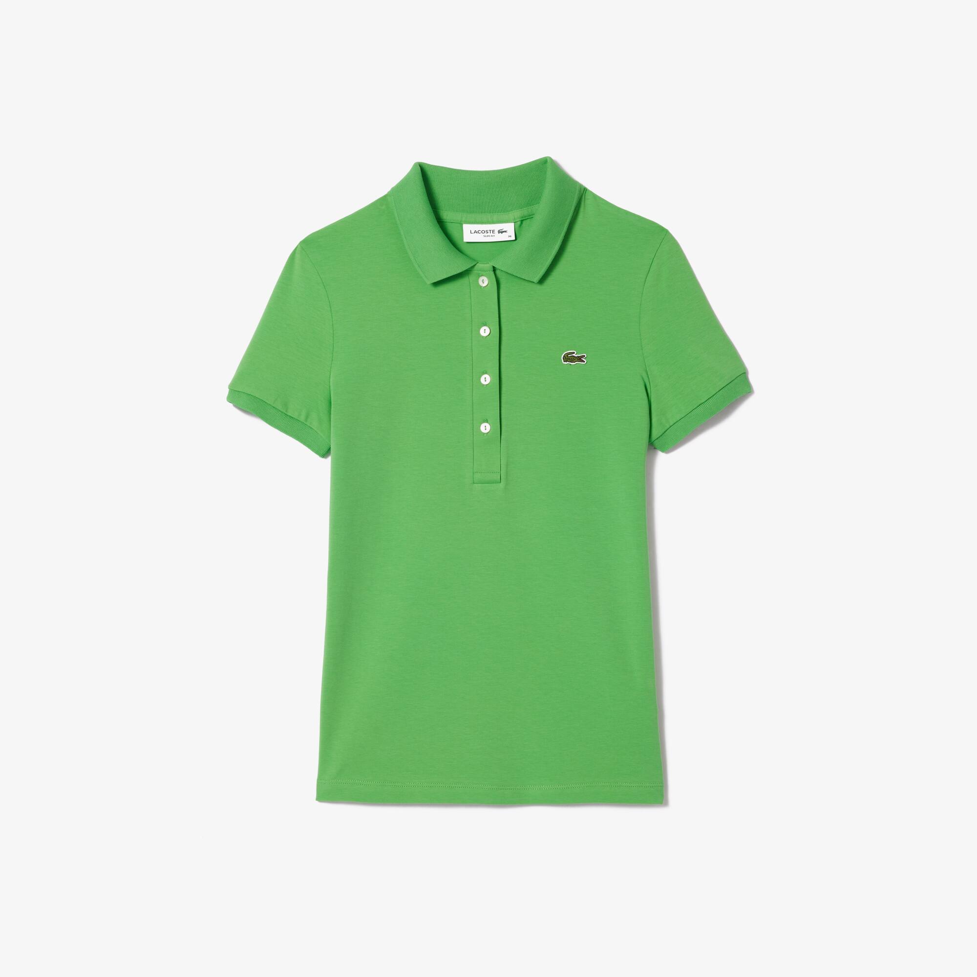 Polo L.12.D slim fit en jersey Manches Courtes - Vert - Lacoste - Femme
