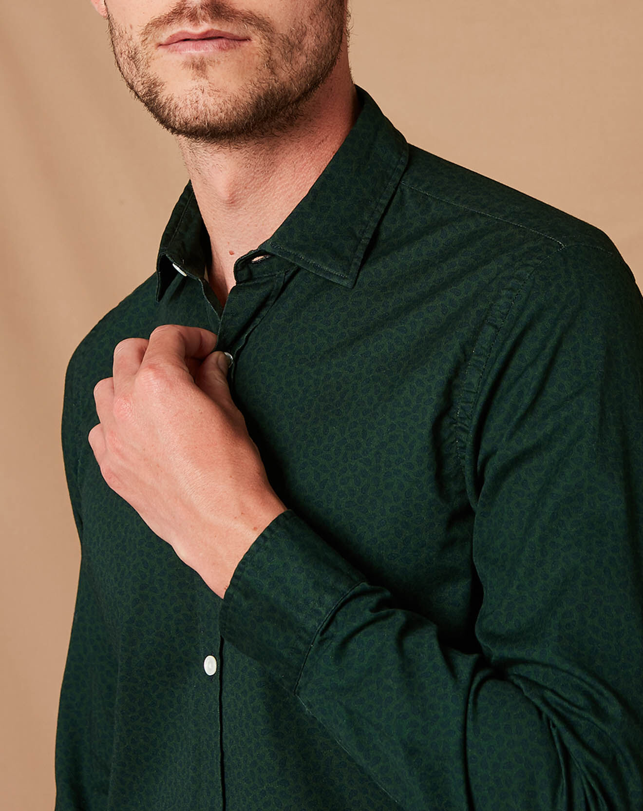 Hartford Chemise Slim Sammy vert/marine