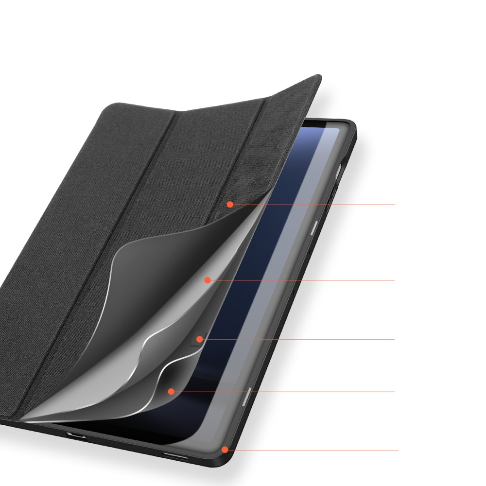 Samsung Galaxy Tab S9 FE  Plus Tasche Smart Cover Hülle Stoff Design mit S-Pen Halterung - Schwarz