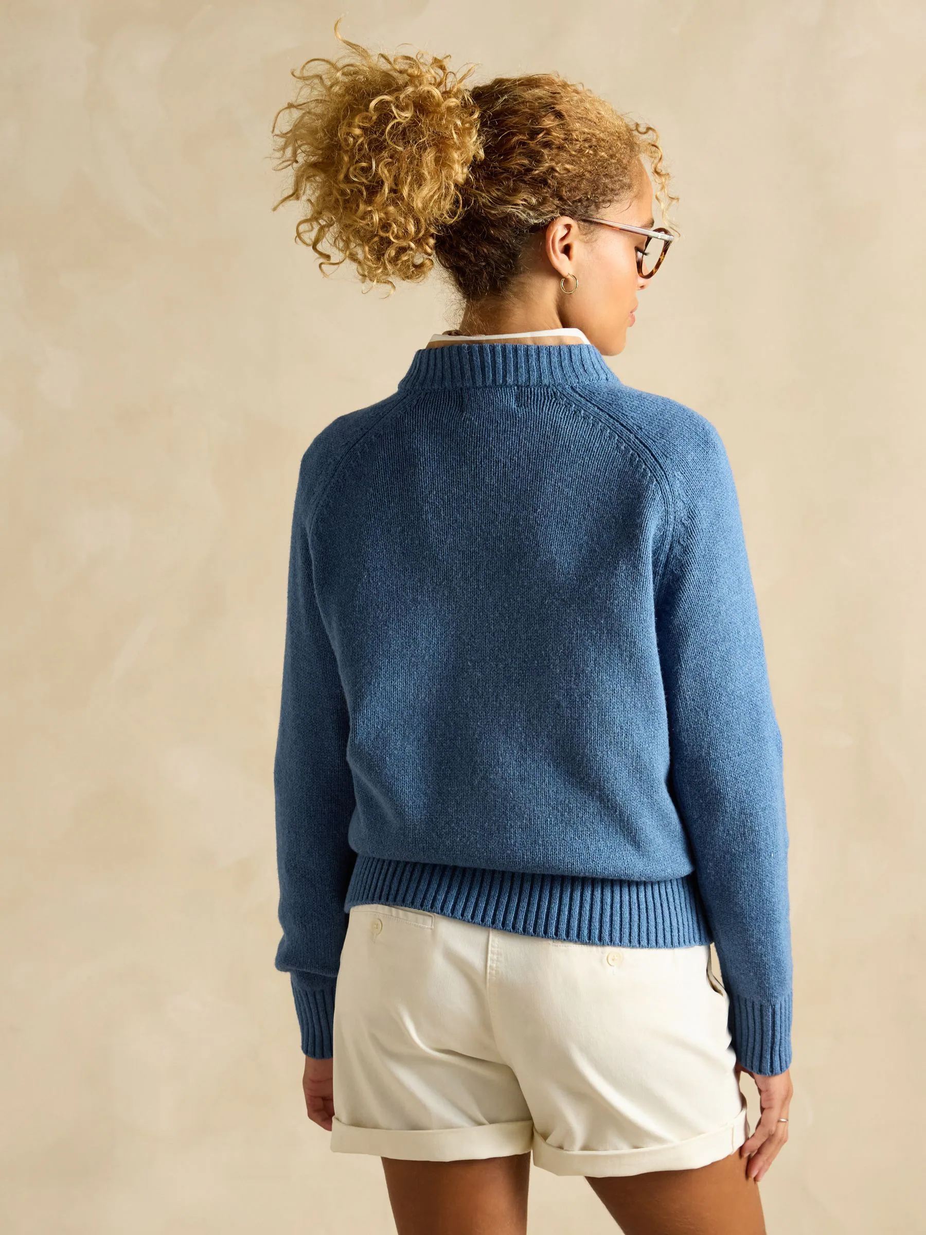 Blue Jonty Fox - Joules Intarsia Cotton-Rich Crew Neck Jumper