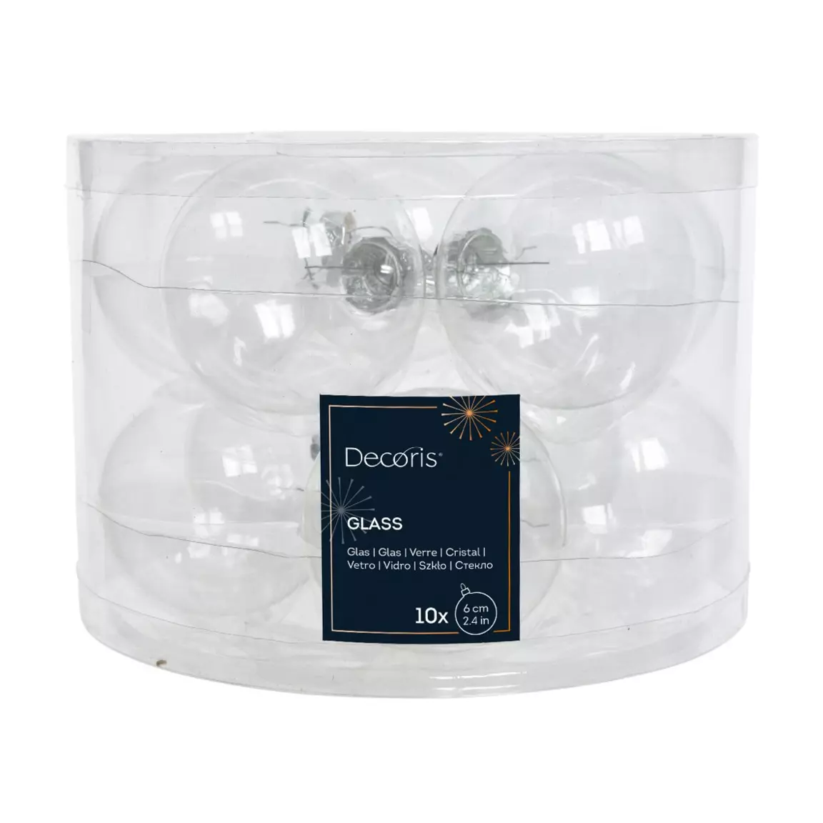 Lot de 10 boules de Noël (D60 mm) en verre Myst Transparent