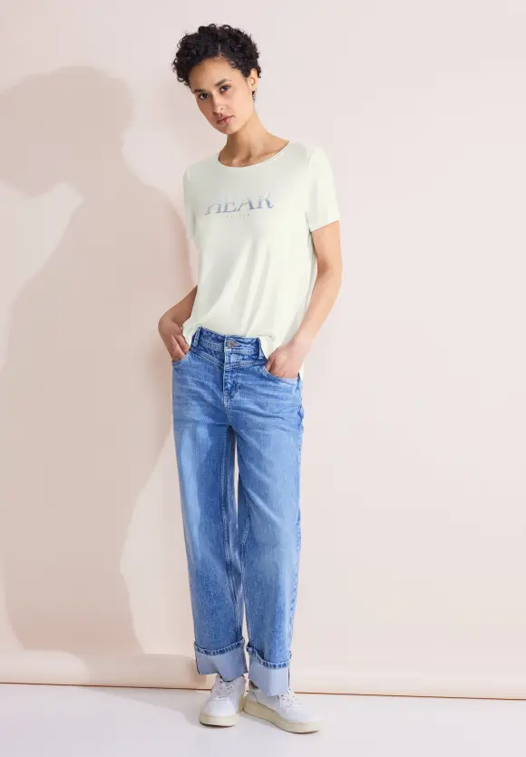 T-Shirt mit Pailletten Print - off white