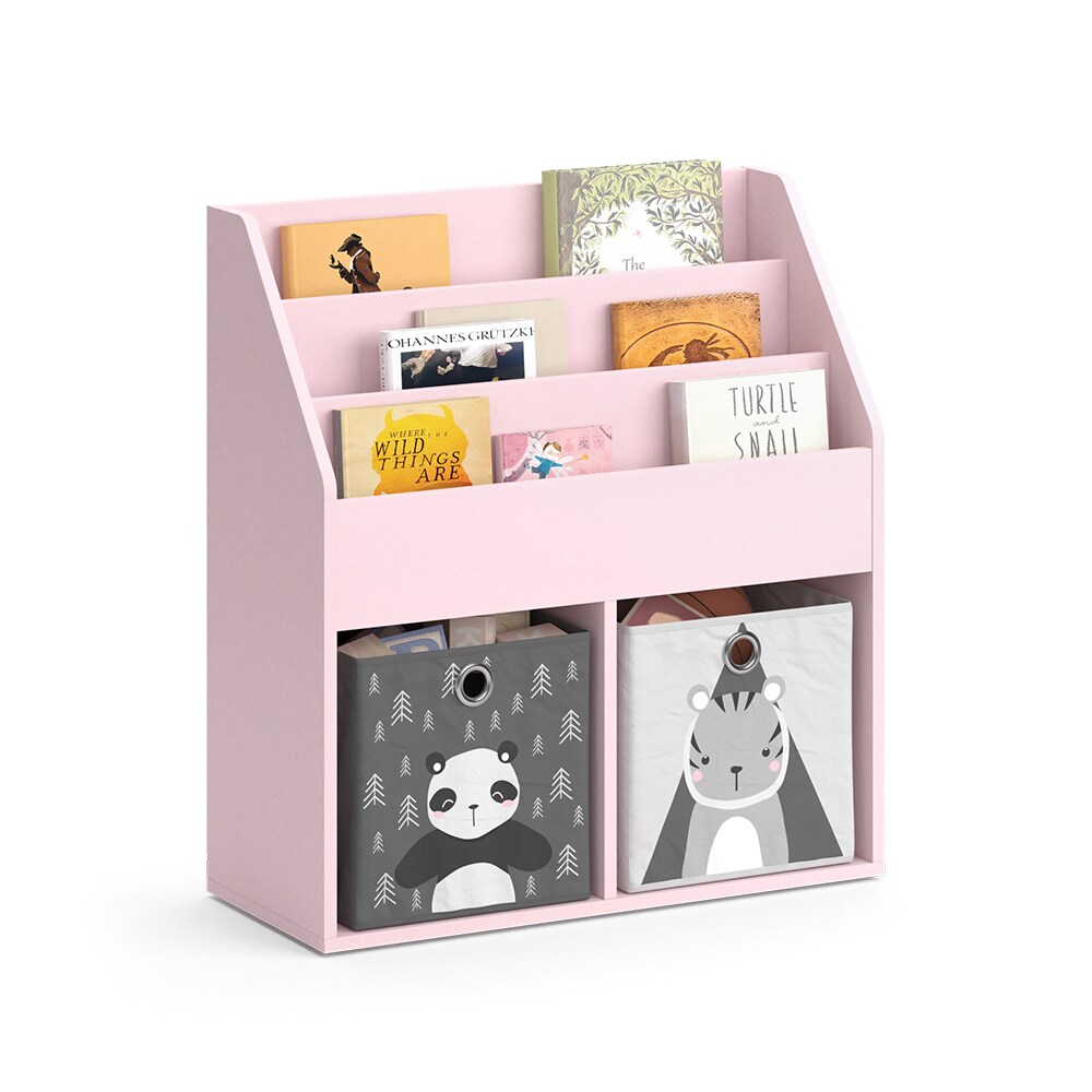 Vicco Kinderbücherregal Luigi 72 x 79 cm, Rosa, Kinderzimmerregal, mit Faltboxen