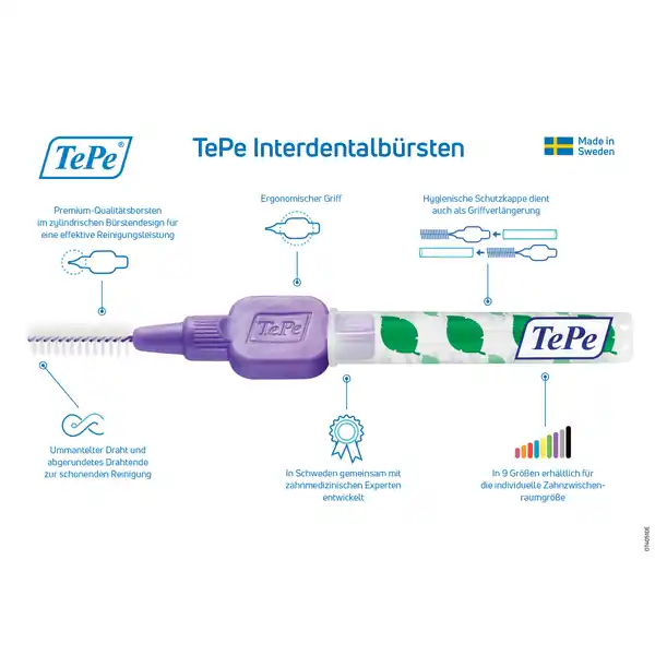 Interdentalbürsten Lila, ISO 6, 1,1 mm, 8 Stück