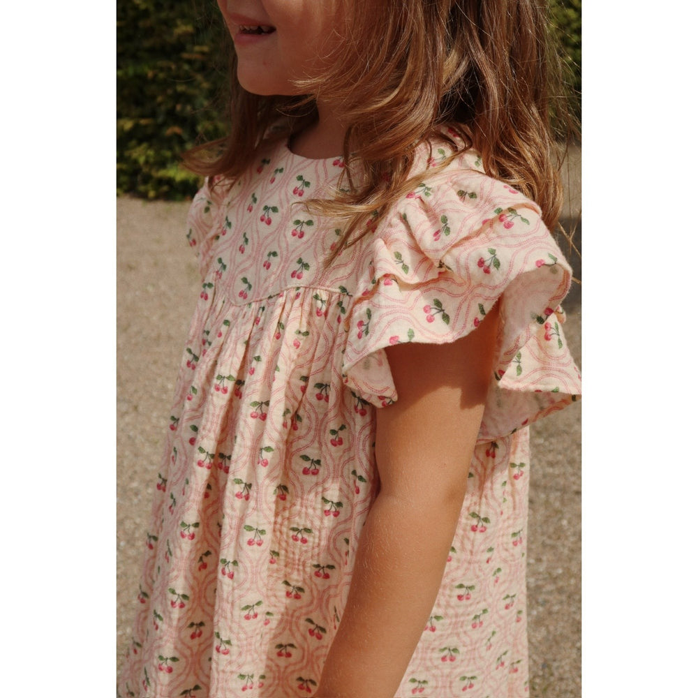 Køb Konges Sløjd Cherry Pink Motif Coco Kjole GOTS