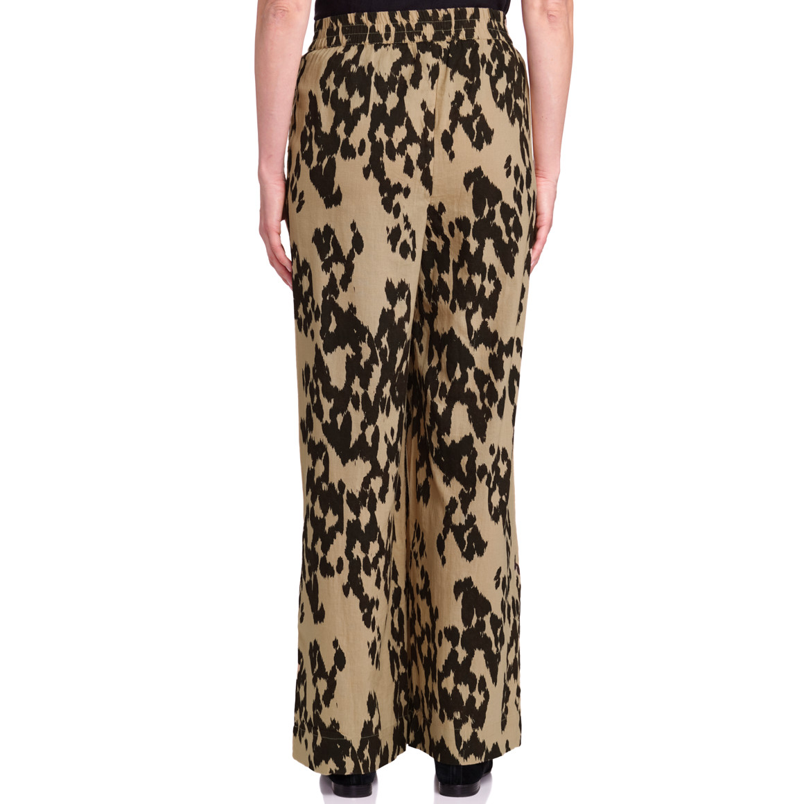 Gina Benotti Damen Leinen-Hose im Leo-Look beige / dunkelbraun