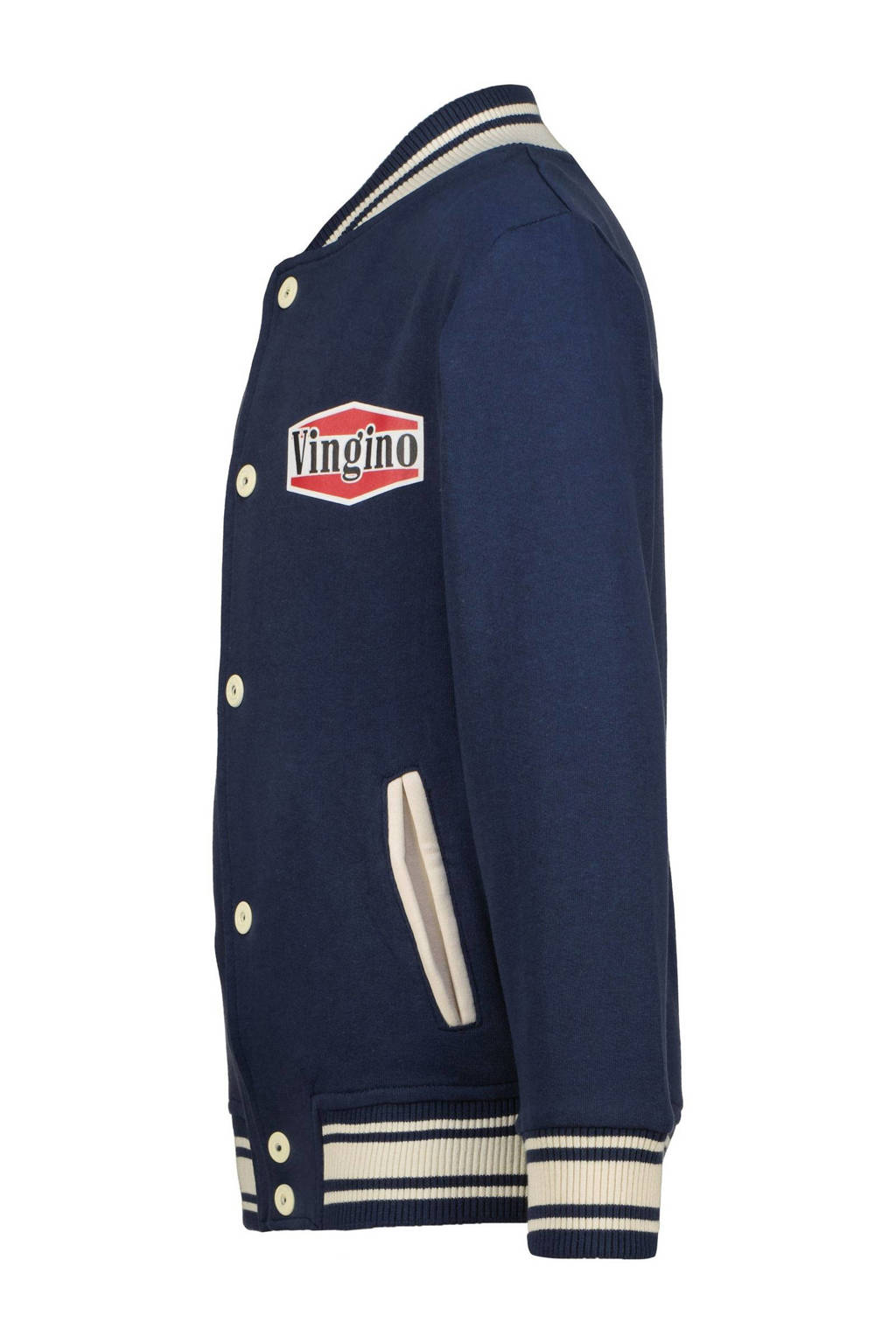 Vingino sweatvest Otral met logo donkerblauw/ecru