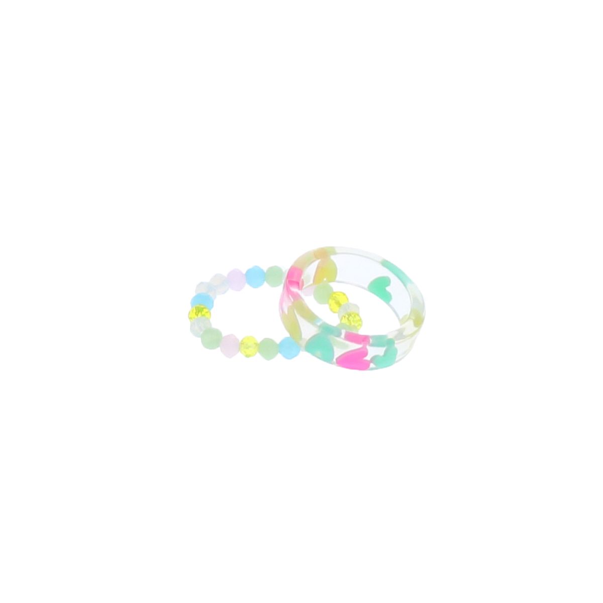Lot de 2 bagues cœurs et perles Roodoudou