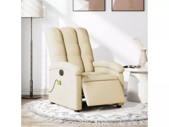 Fauteuil inclinable massant électrique crème tissu