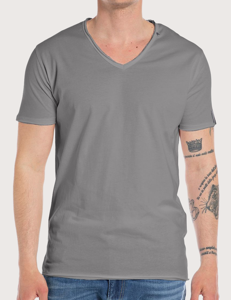 REPLAY T-SHIRT HOMME MANCHES COURTES COL V TITANE