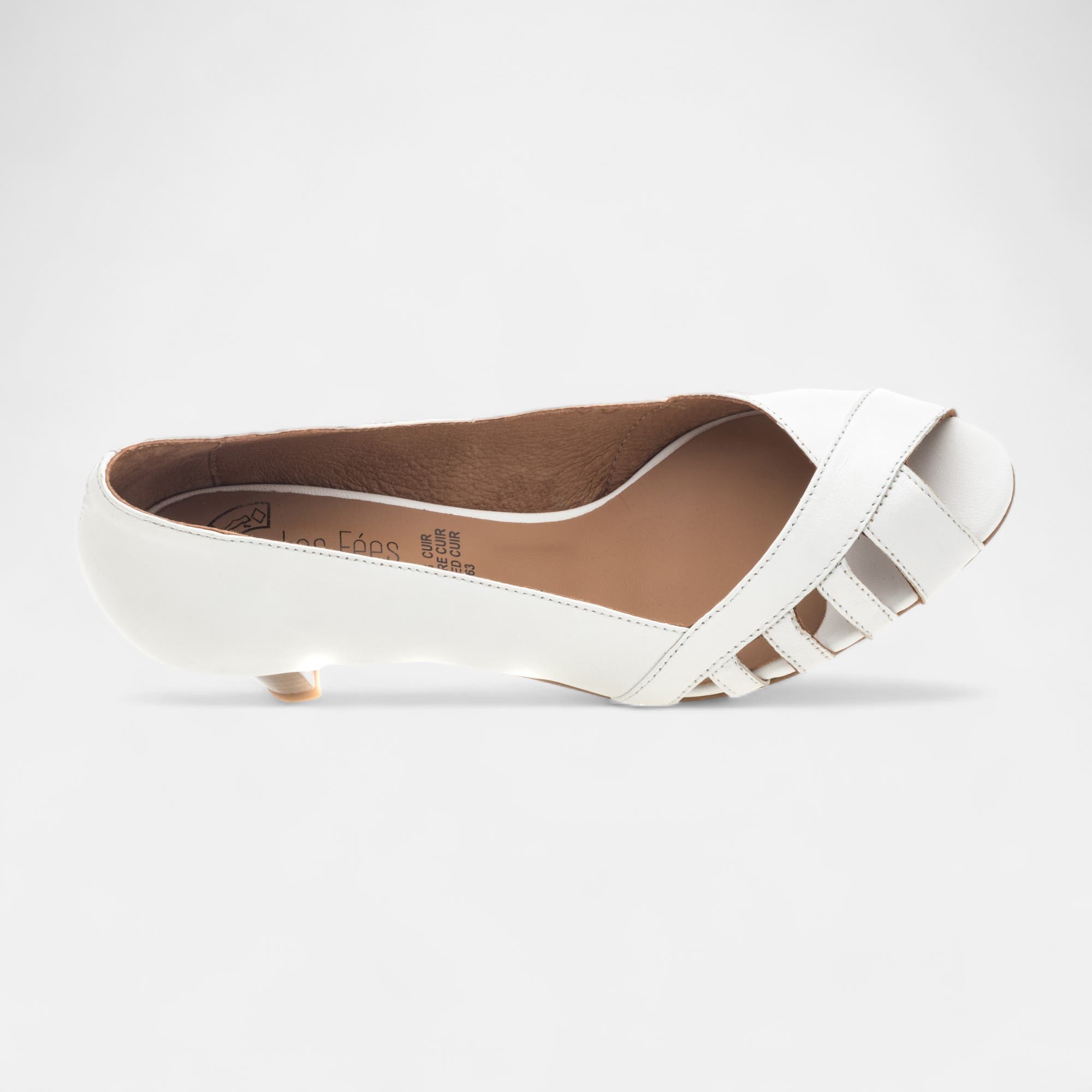 Nu-pieds à talon Femme en cuir blanc
