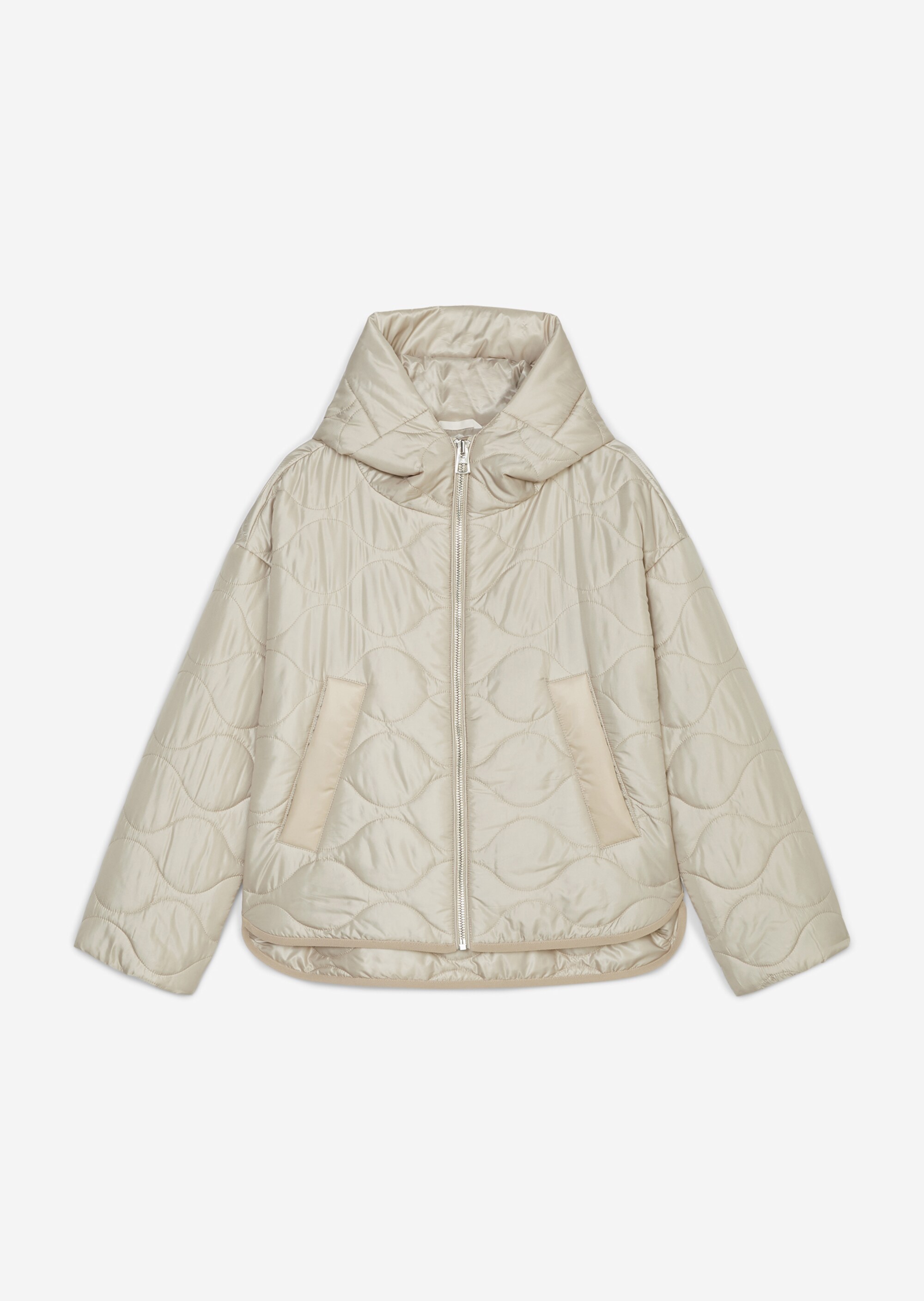 Kapuzen-Steppjacke im Cape-Stil relaxed aus recycelter Ripstop-Qualität