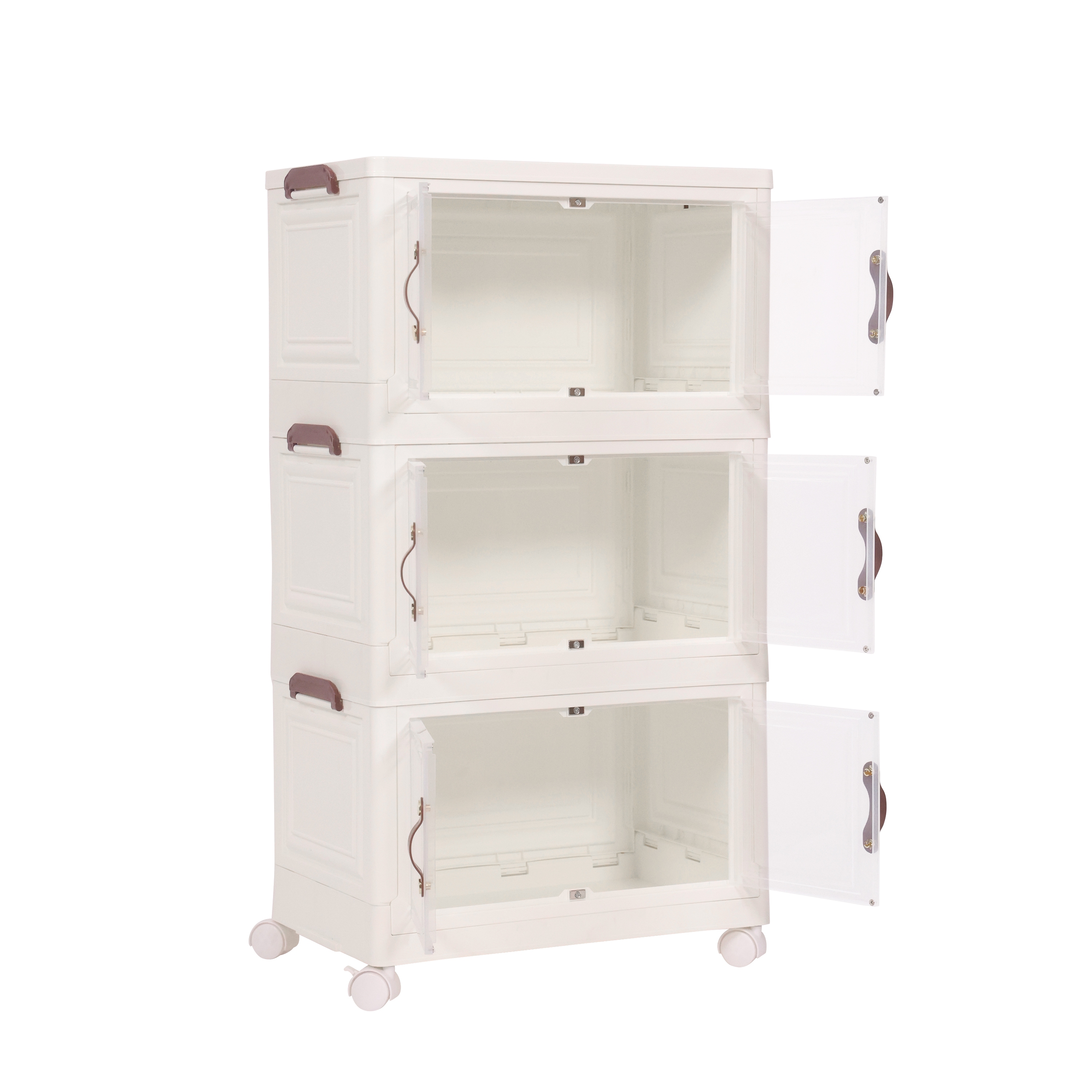 Rollturm mit 3 Aufbewahrungsboxen beige