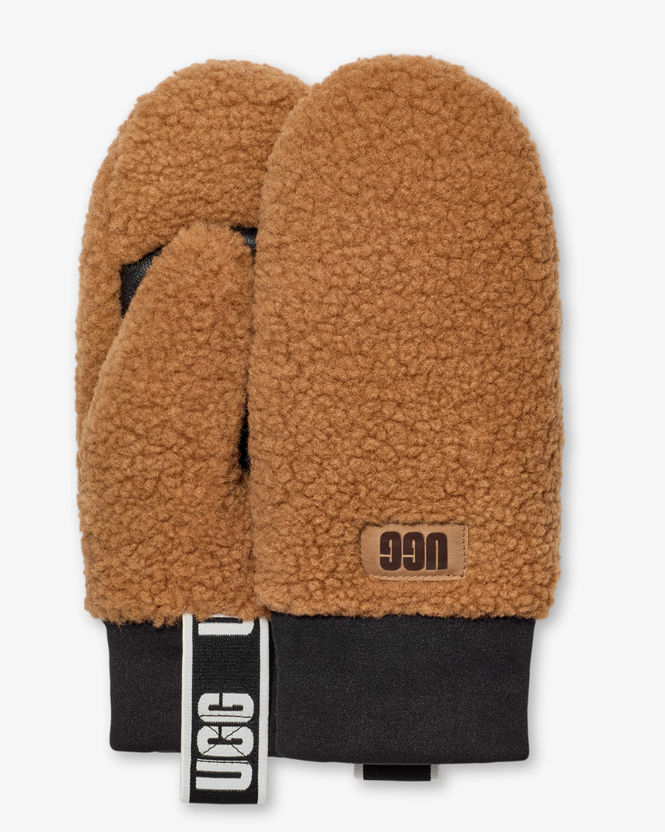UGG Sherpa Mitten Logo Tape Chestnut Dameshandschoenen
