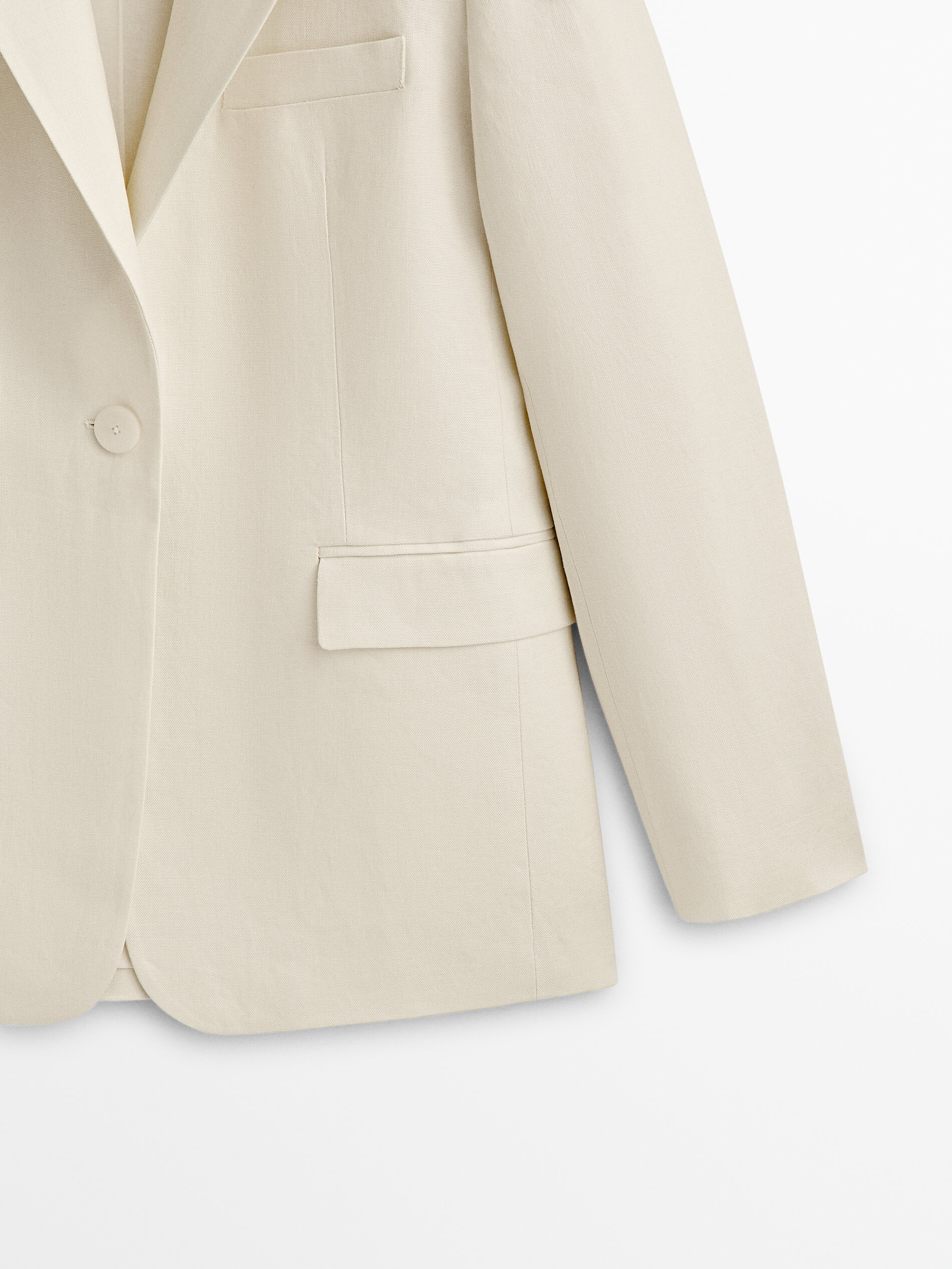 Blazer de linho 100% com dois botões - Baunilha