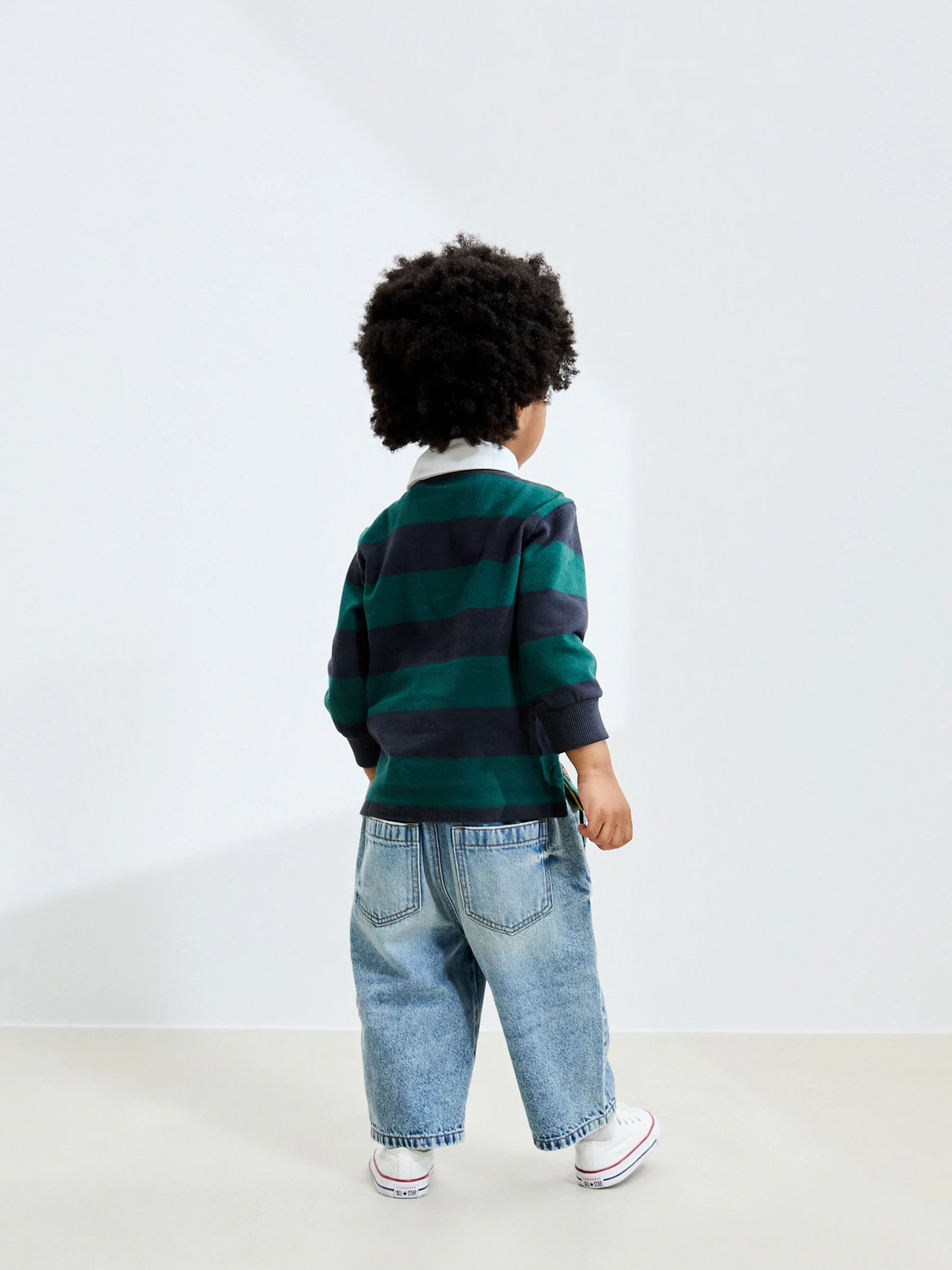 Lichtblauw denim met slijtageplekken - Jeans met wijde pijpen (3 mnd-7 jr)
