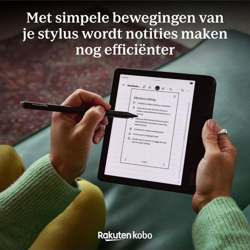 Kobo Stylus 2 Pen voor eReader - Zwart - Oplaadbaar - Markeerknop - Gum