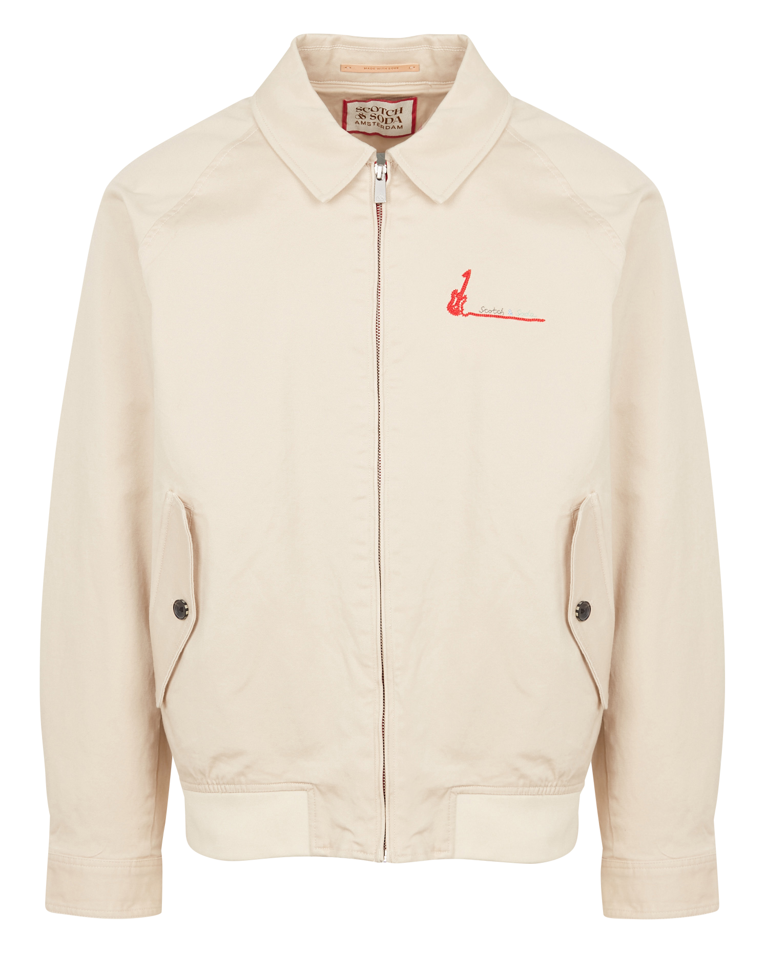 Blouson col classique droit en coton biologique | Beige