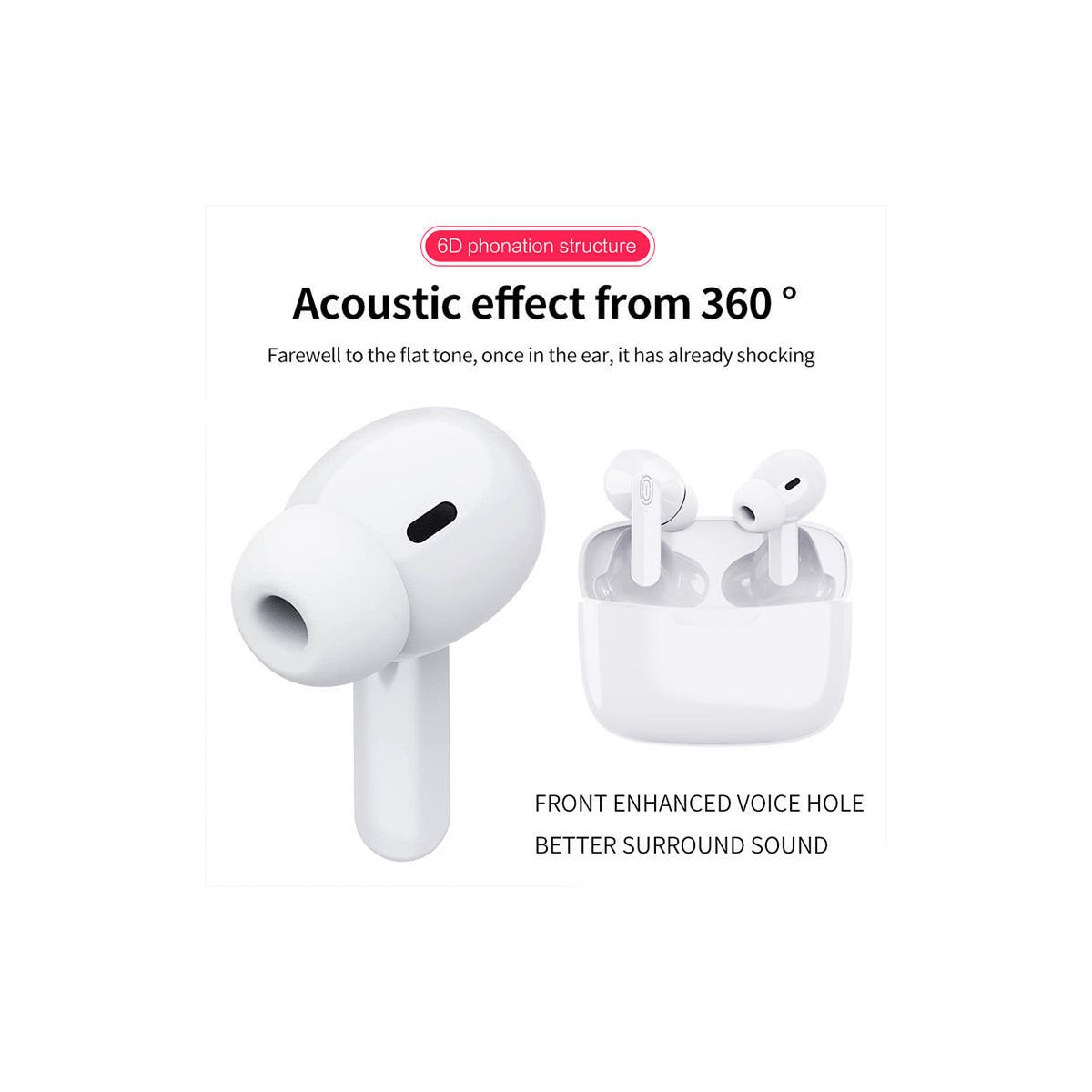 Trådløse øreplugger Bluetooth 5.0 berøringskontroll IPX5 Hvit