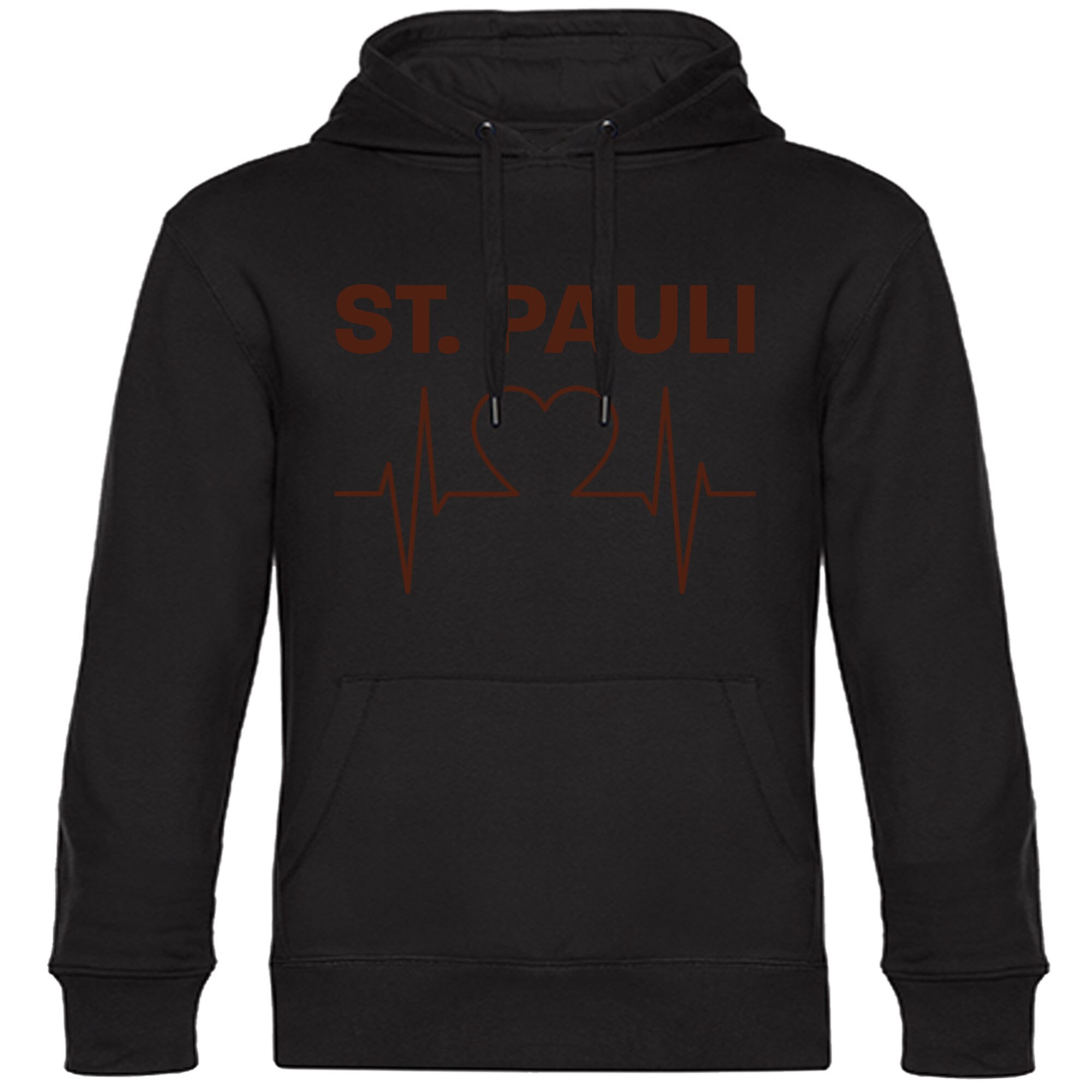 multifanshop® Kapuzen Sweatshirt - St. Pauli - Herzschlag - Druck braun