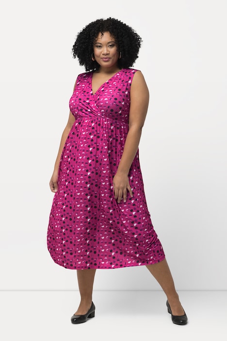 Jerseykleid, Punkte, A-Linie, V-Ausschnitt, ärmellos