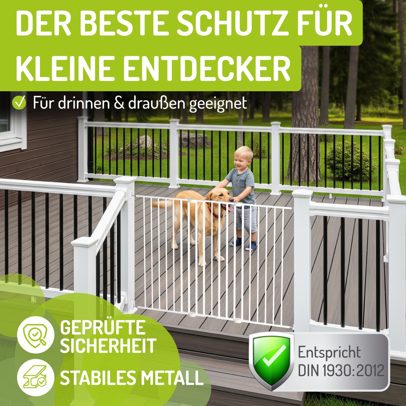 bomi Tierschutzgitter Maja 69-116 cm Weiß für Drinnen & Draußen