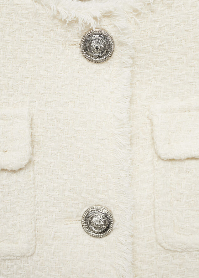 MANGO Pocket tweed jacket Light beige
