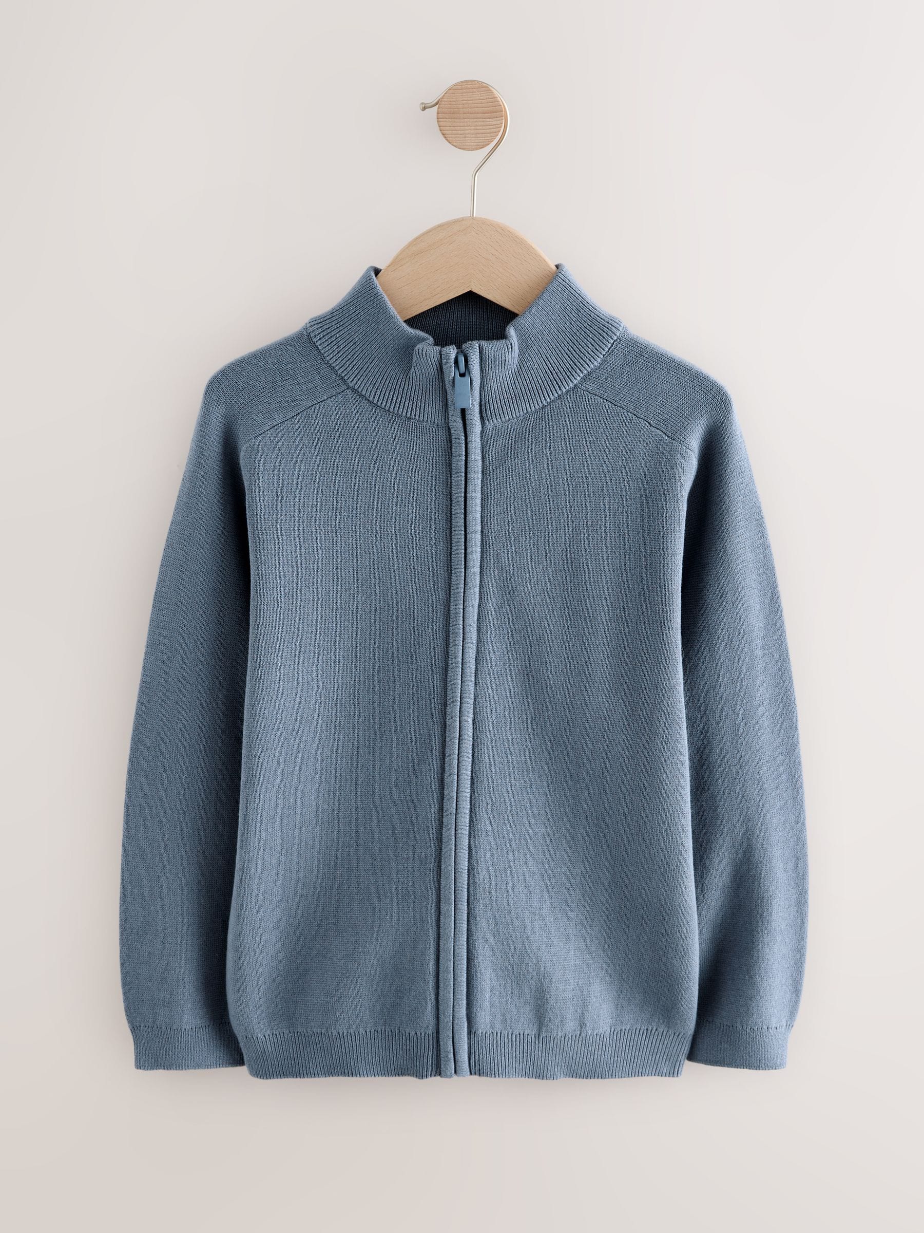 Blauw - Gebreid vest met rits (3-16 jr)