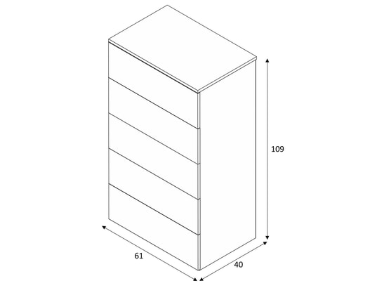 TERRE DE NUIT - Commode 5 tiroirs blanc