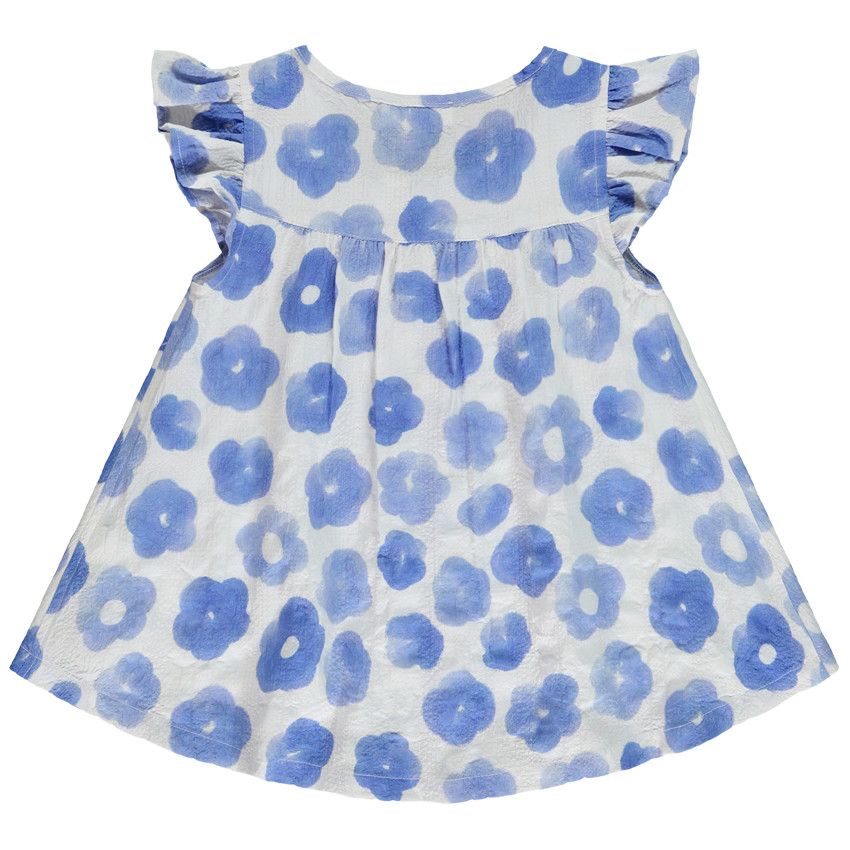 Tunique manches courtes imprimé fleurs aquarelle pour fille - Blanc