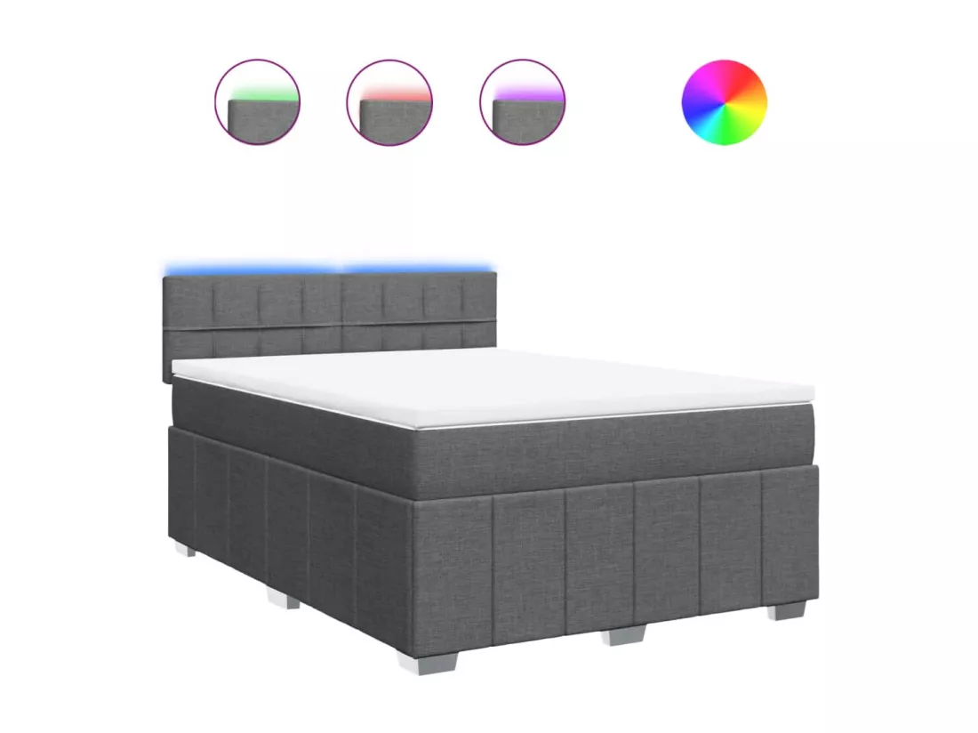 Sommier à lattes de lit avec matelas Gris foncé 160x200cm Tissu