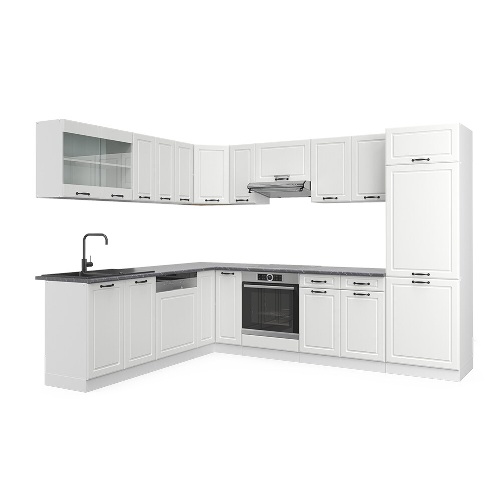 Vicco Küchenzeile Küchenblock Einbauküche R-Line Ecke 287x227 cm Landhaus Weiß