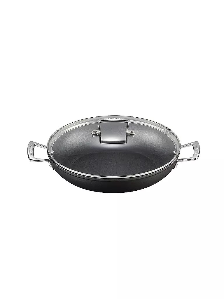 LE CREUSET Aluminium-Antihaft Profipfanne mit Glasdeckel 30cm Schwarz schwarz
