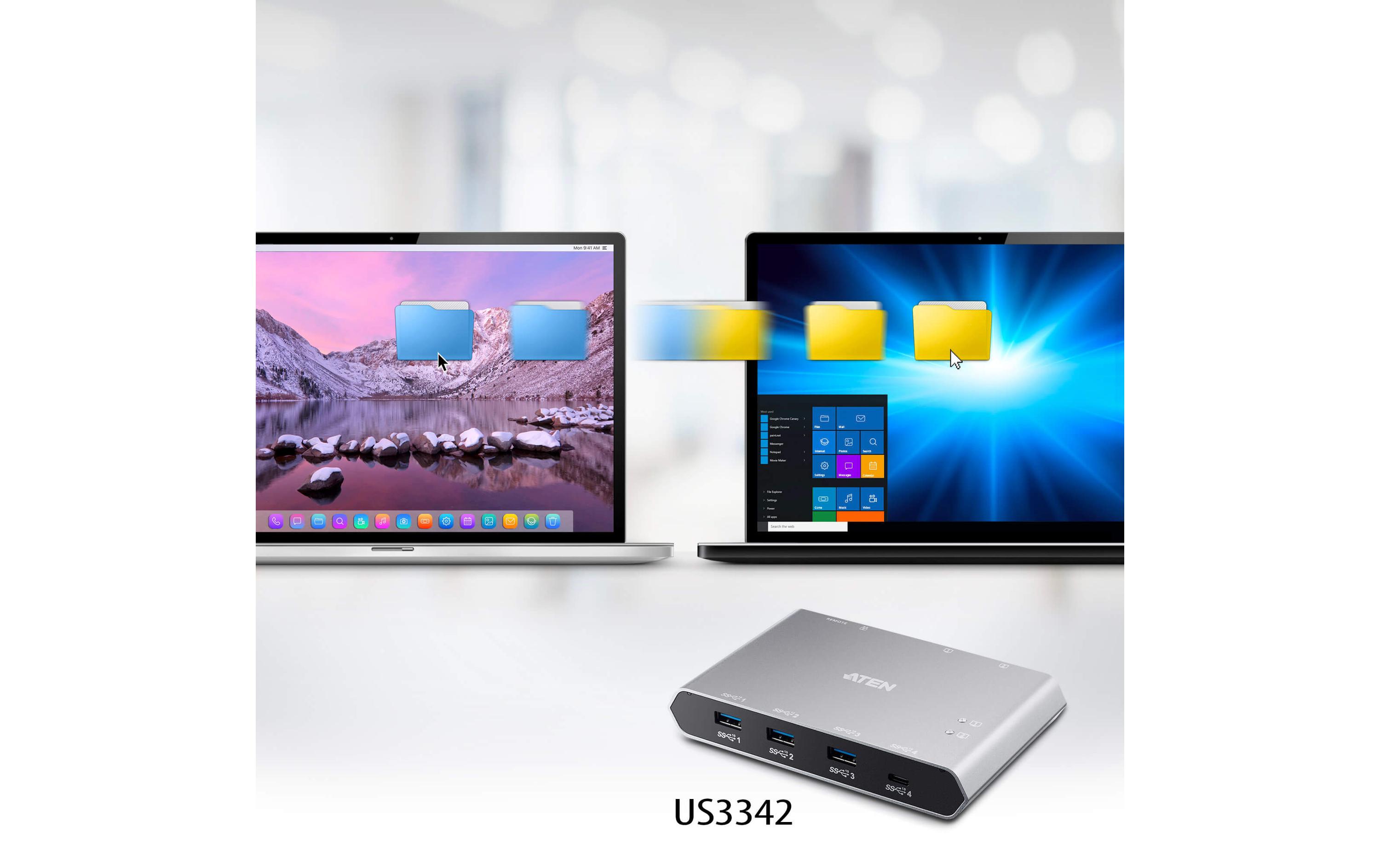 US3342 Sharing Switch<br>2-Port USB-C Gen 2 Sharing Switch mit Stromdurchgang