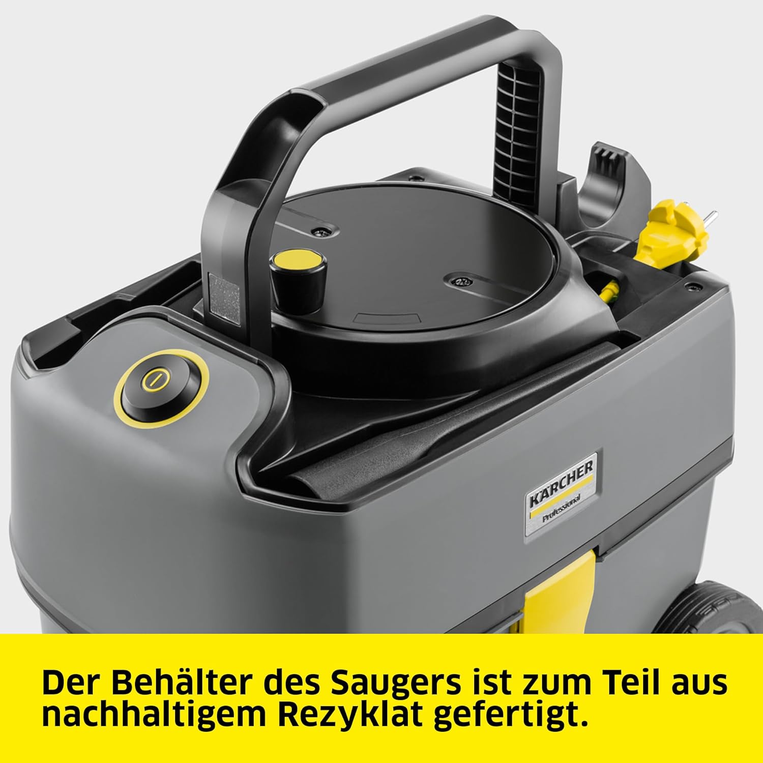Kärcher Trockensauger T 10/1 ADV, für Textil- und Hartböden, Behälter (teilweise aus Rezyklat): 10 l, Leistung: 585 W, Schalldruckpegel: 52 db(A), Gewicht: 6,6 kg, Kabel: 12 m, Permanent-Filterkorb
