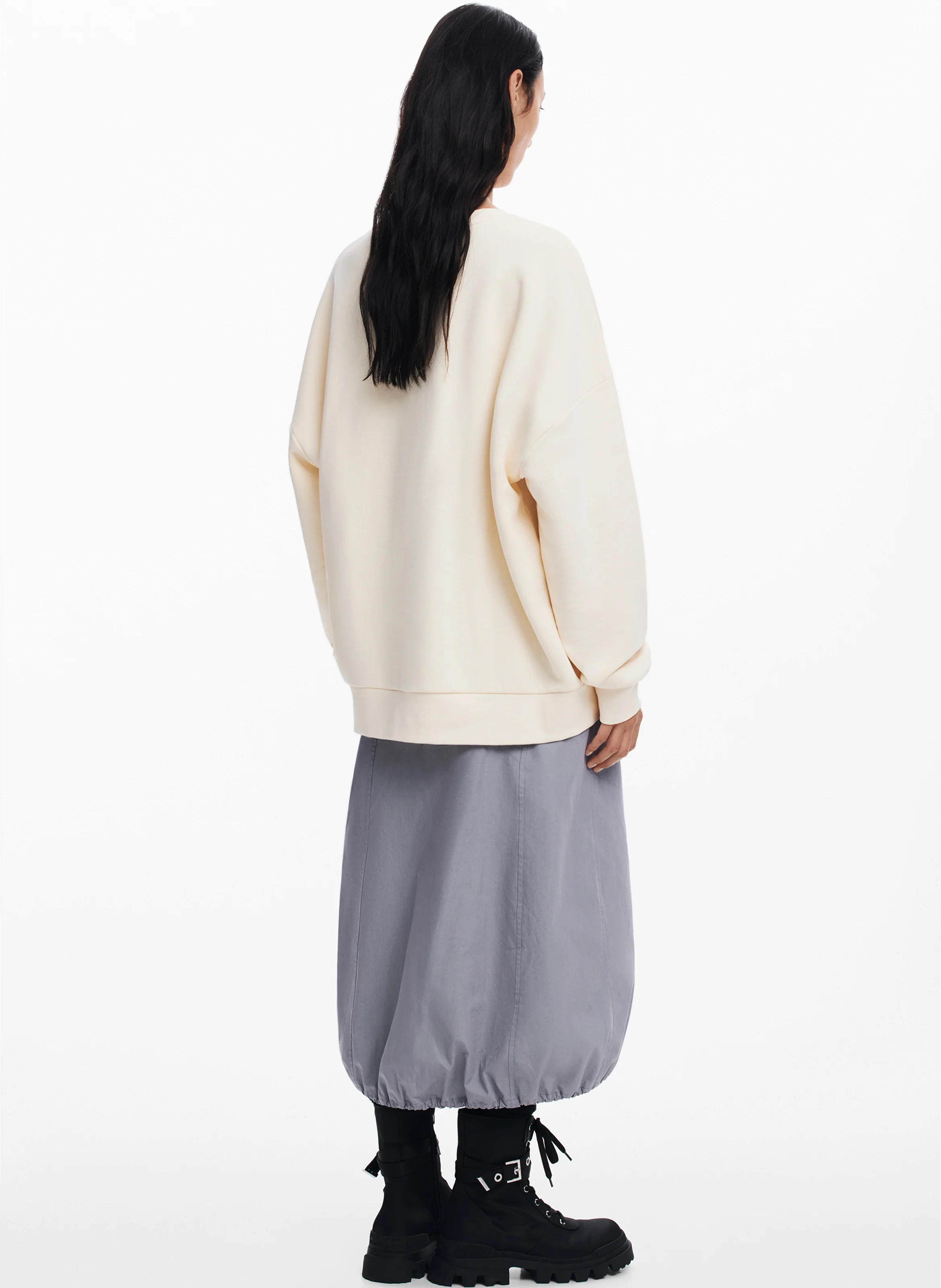 Sweat col rond en coton | Blanc
