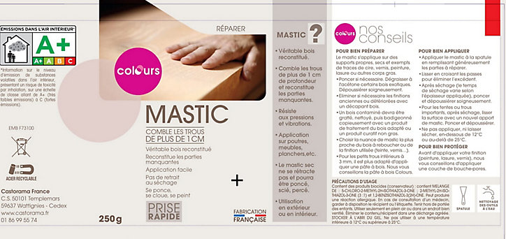 Mastic bois chêne foncé Colours 250g